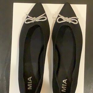 MIA Black Flats with Metallic Bow